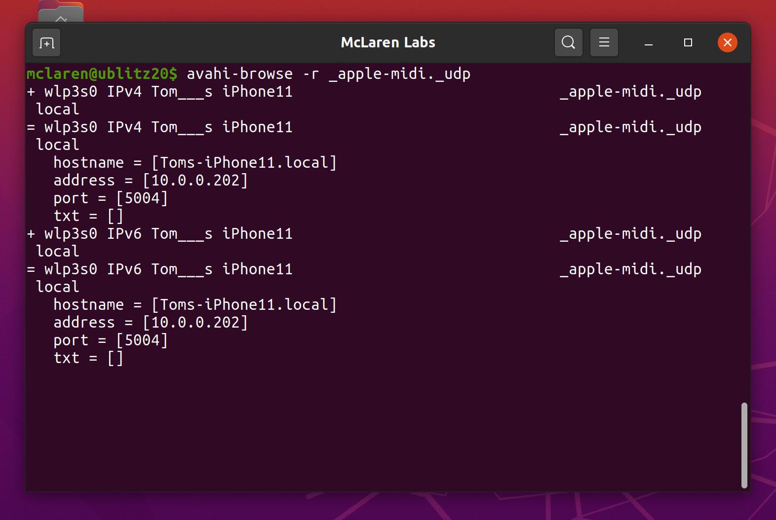 Using avahi-browse to find Bonjour services on your Network – McLaren Labs2